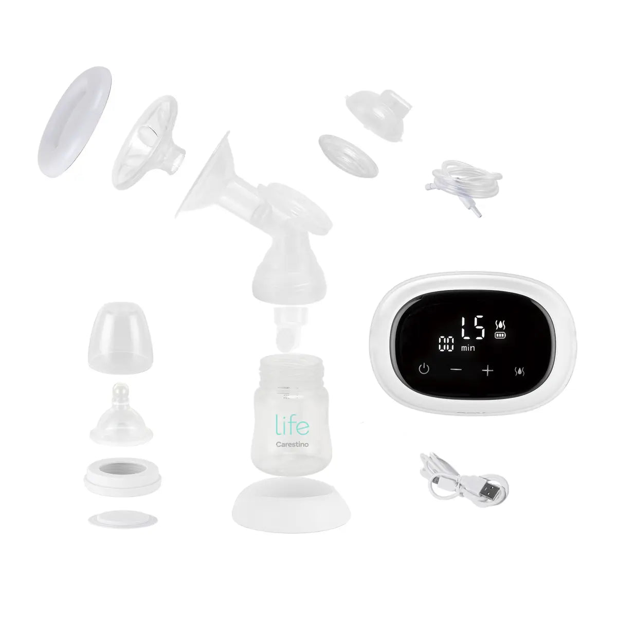 Extractor de Leche Eléctrico con Mamadera Carestino